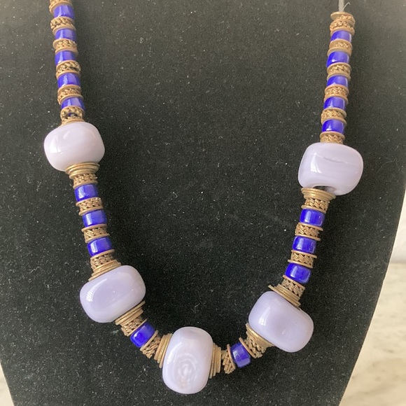 Murano Glass Necklace Artist Studio Made Purple Beads - Picture 2 of 8